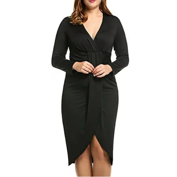 🆕⭐Plus size Black faux wrap dress⭐ - Picture 2 of 7